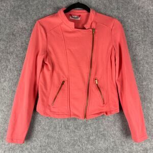 Kettlewell Chloe Moto Jacket Womens Small Pink Asymmetrical Cotton Unlined Biker